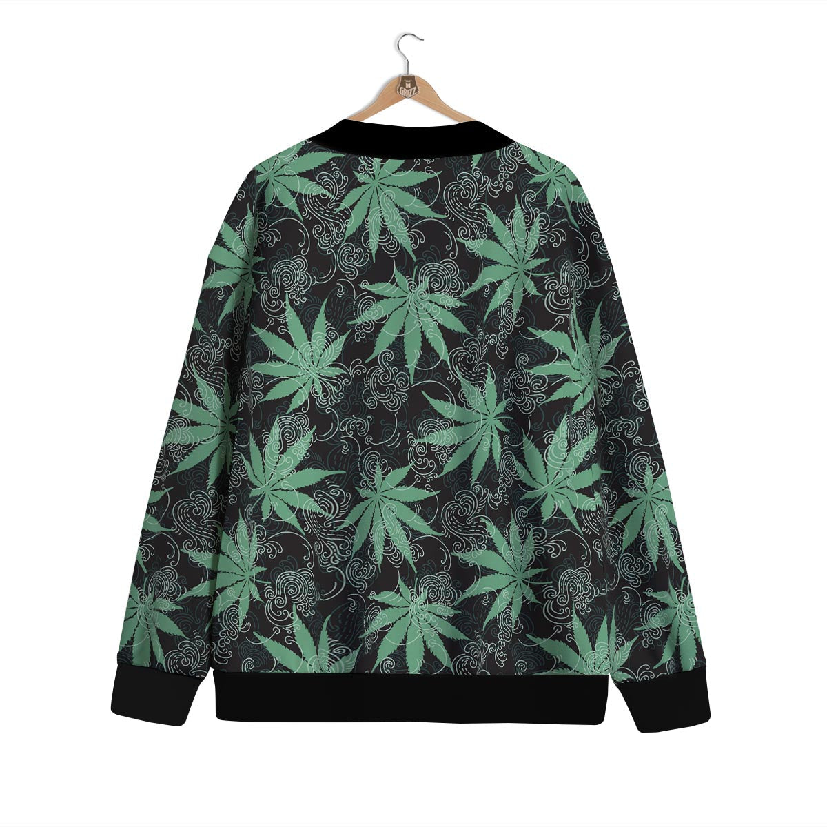 Leaf Swirl Cannabis Print Pattern Cardigan-grizzshop