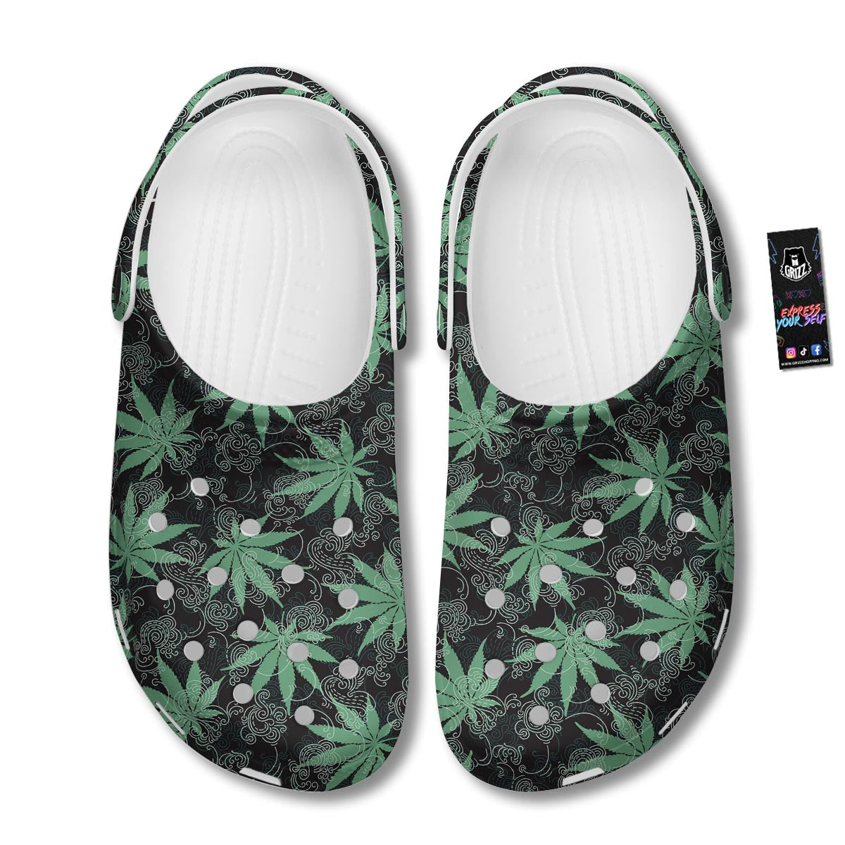 Leaf Swirl Cannabis Print Pattern Clog-grizzshop