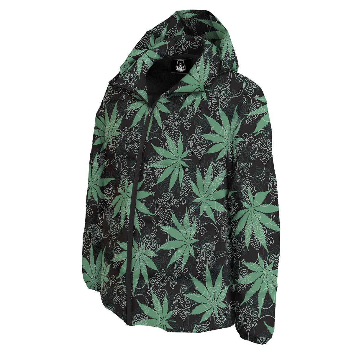 Leaf Swirl Cannabis Print Pattern Down Jacket-grizzshop