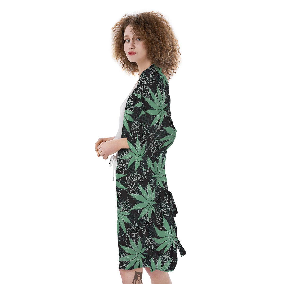 Leaf Swirl Cannabis Print Pattern Kimono-grizzshop