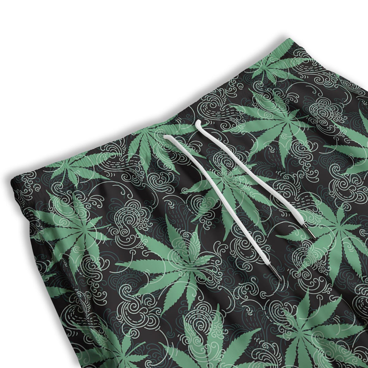 Leaf Swirl Cannabis Print Pattern Men's Athletic Shorts