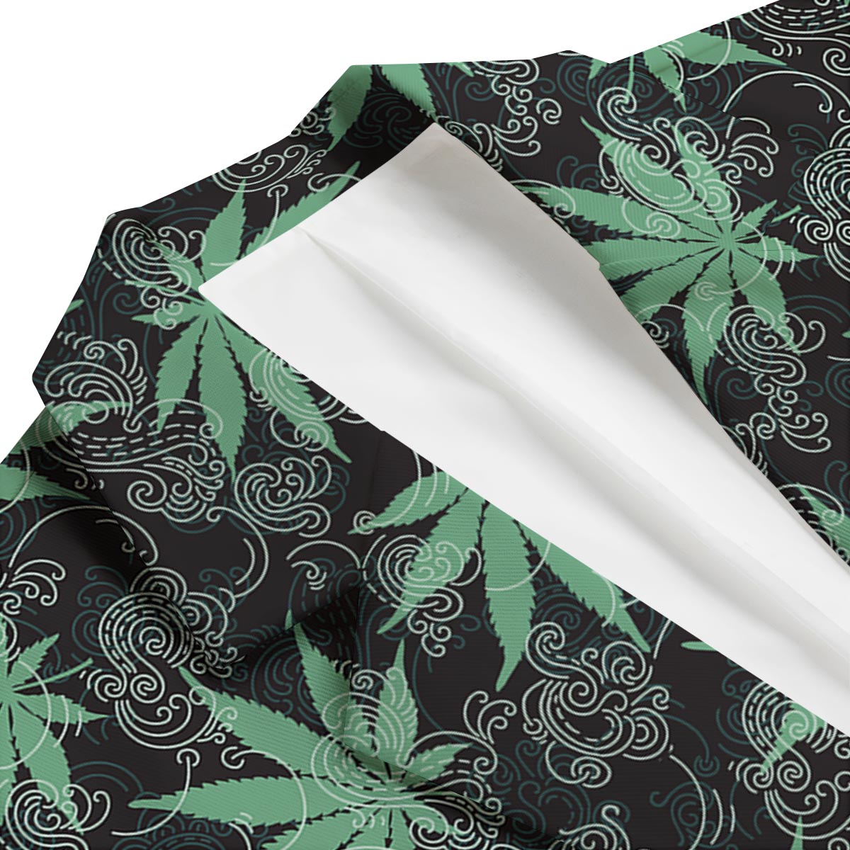 Leaf Swirl Cannabis Print Pattern Men's Blazer-grizzshop
