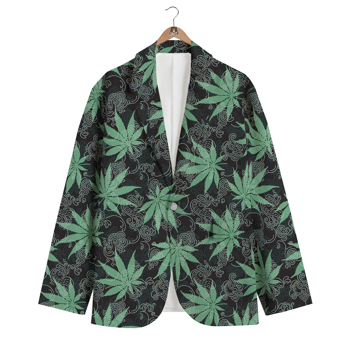 Leaf Swirl Cannabis Print Pattern Men's Blazer-grizzshop