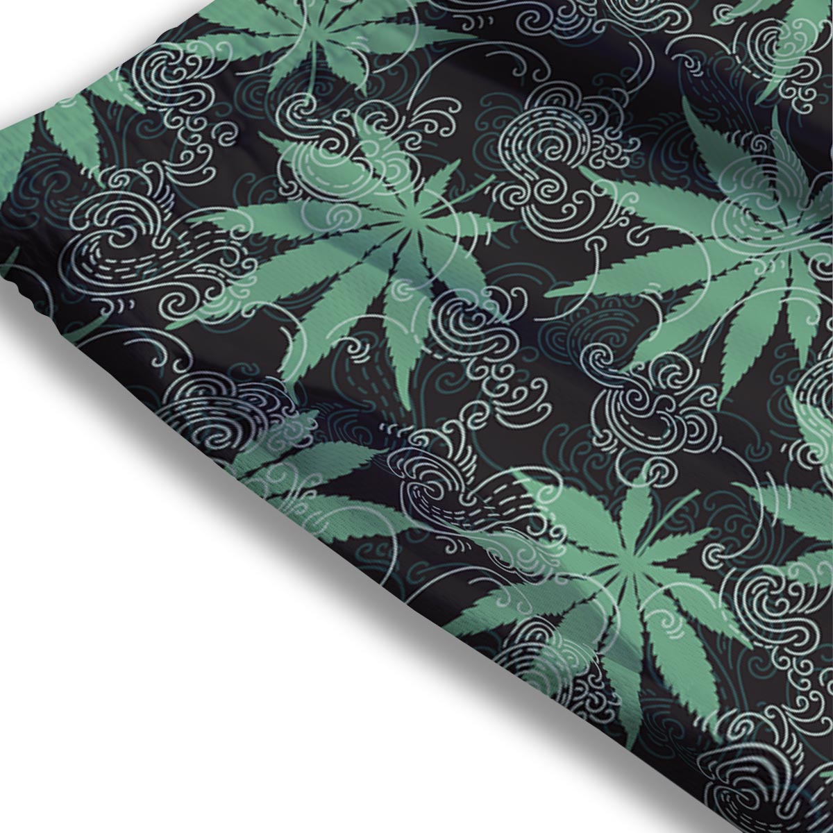 Leaf Swirl Cannabis Print Pattern Mesh Shorts