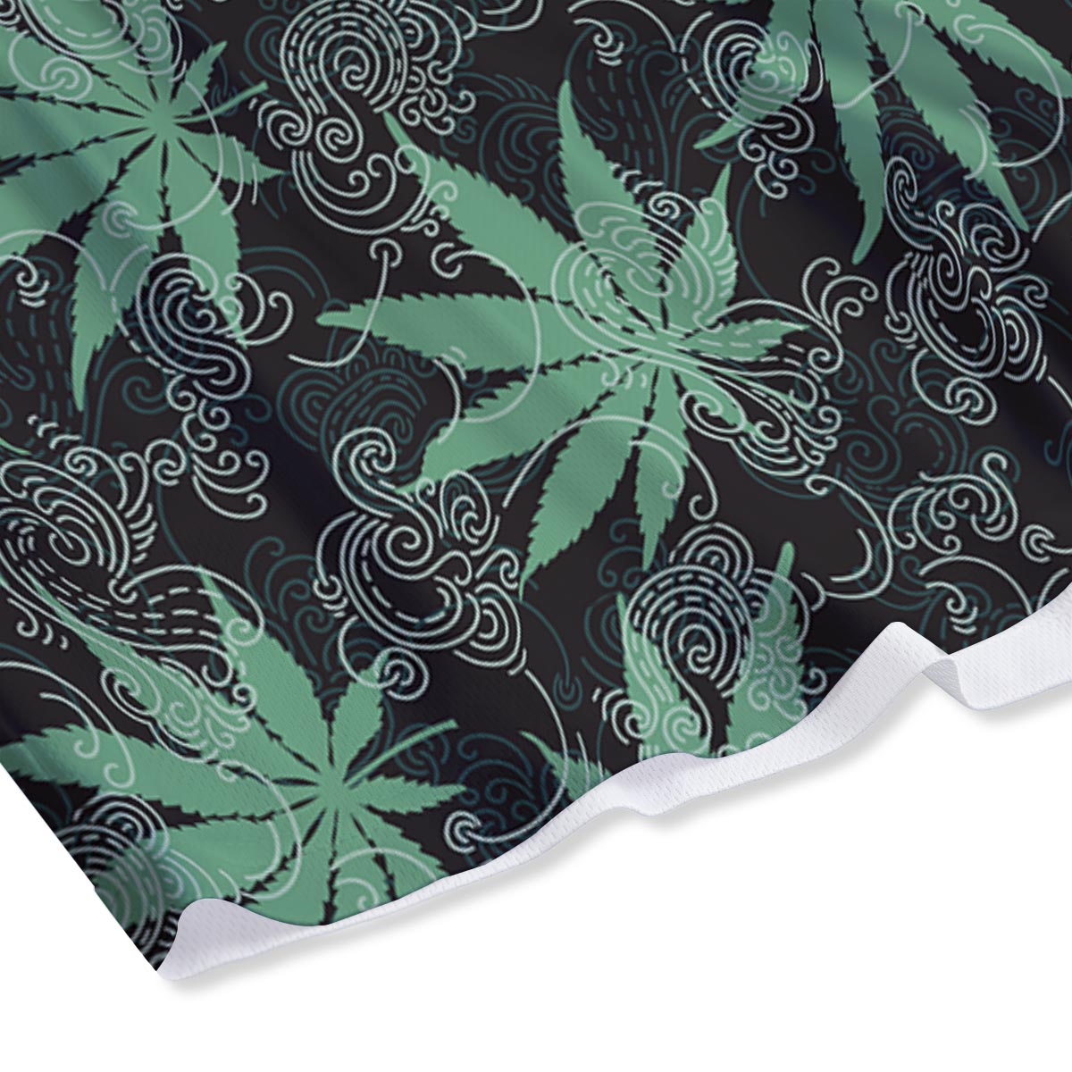 Leaf Swirl Cannabis Print Pattern Mesh Shorts