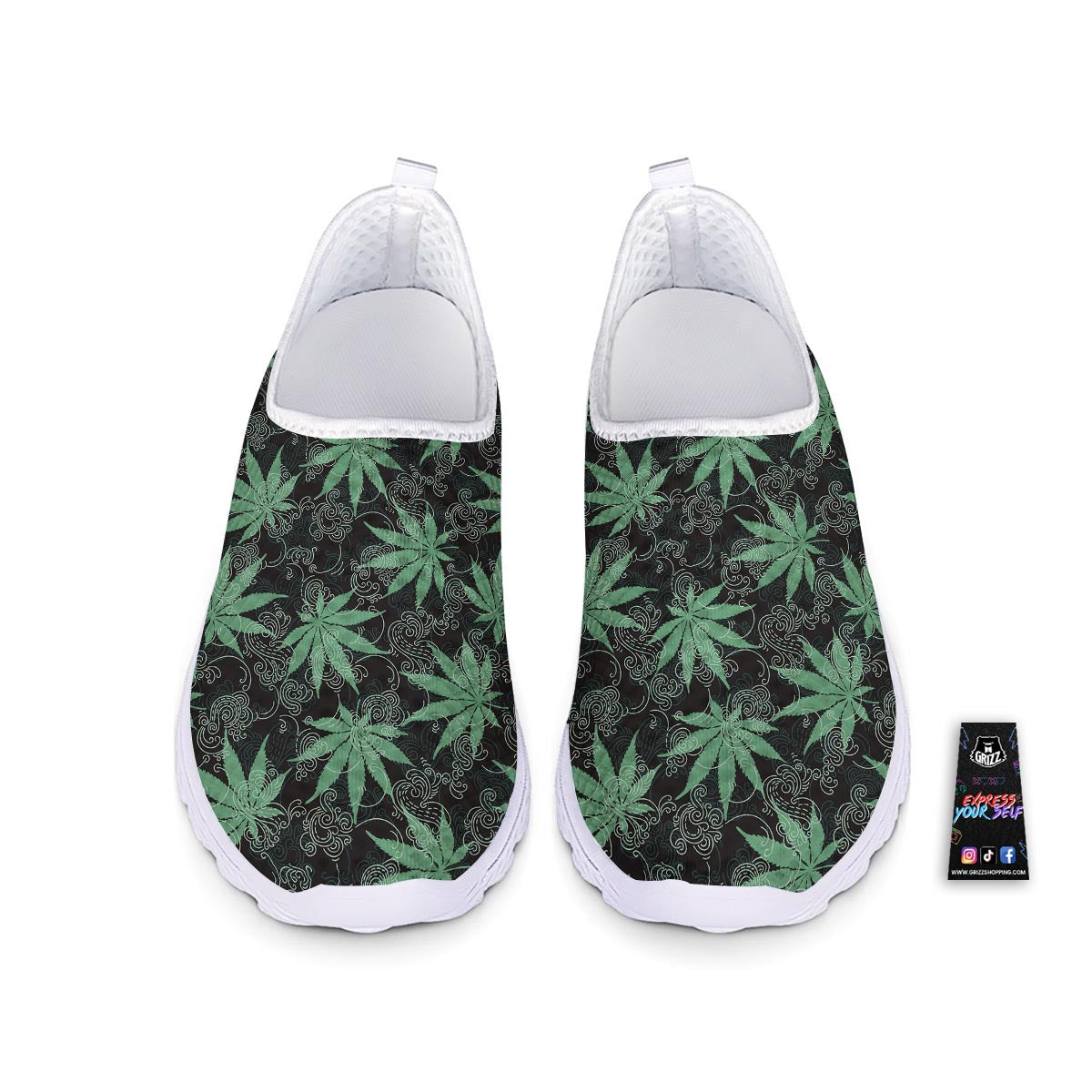 Leaf Swirl Cannabis Print Pattern Nurse Shoes-grizzshop