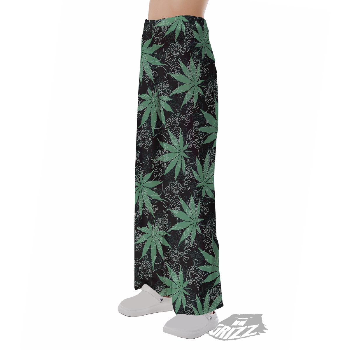 Leaf Swirl Cannabis Print Pattern Pajama Pants-grizzshop