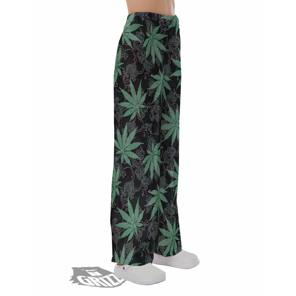 Leaf Swirl Cannabis Print Pattern Pajama Pants-grizzshop