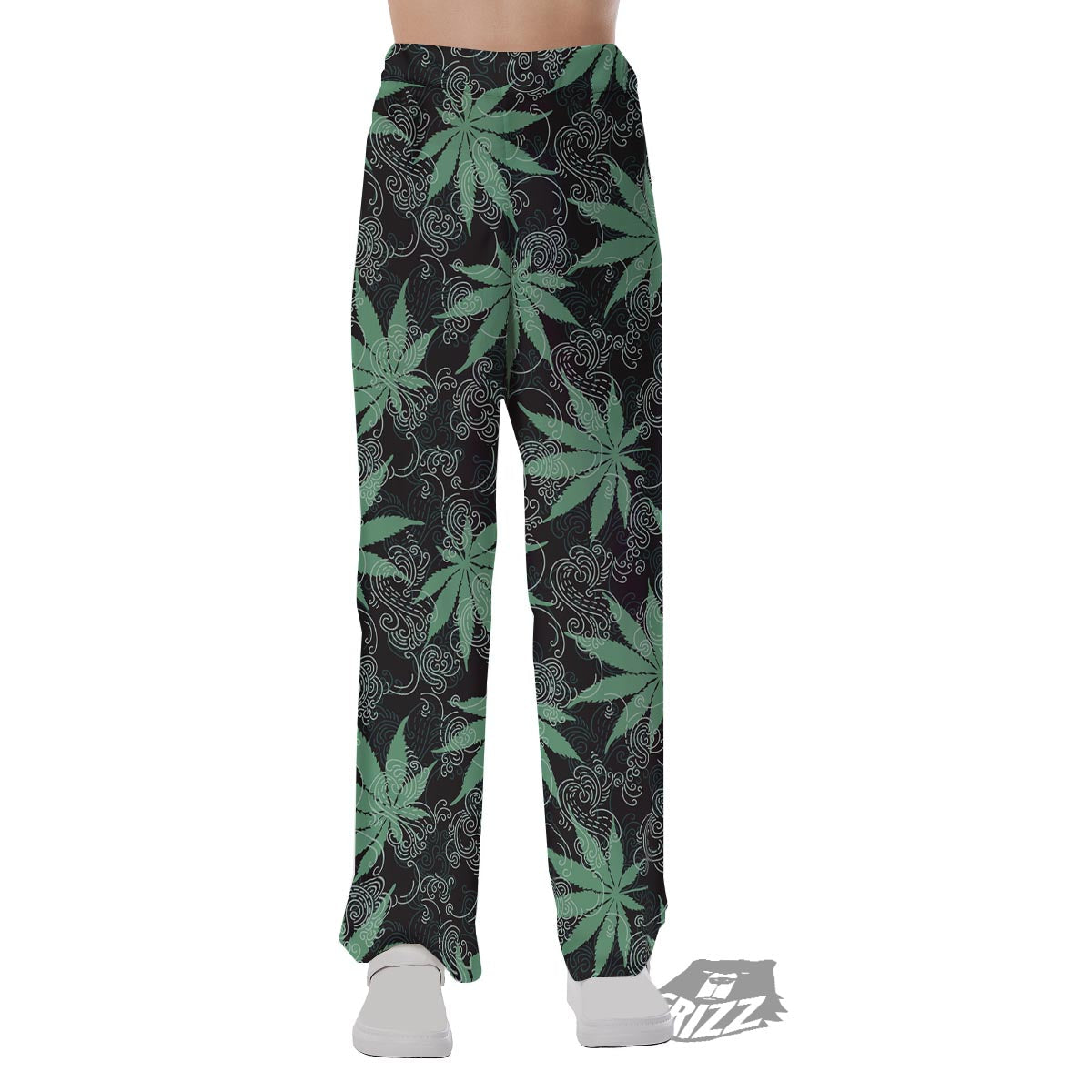 Leaf Swirl Cannabis Print Pattern Pajama Pants-grizzshop