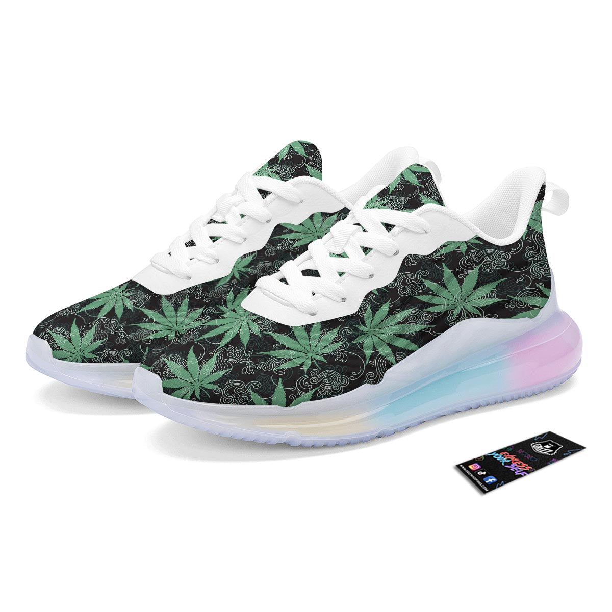 Leaf Swirl Cannabis Print Pattern Running Sneakers-grizzshop
