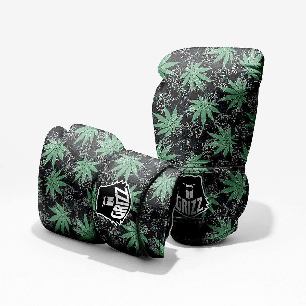 Leaf Swirl Cannabis Print Pattern Pro Boxing Glove