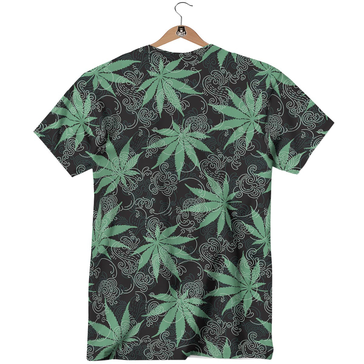 Leaf Swirl Cannabis Print Pattern T-Shirt-grizzshop