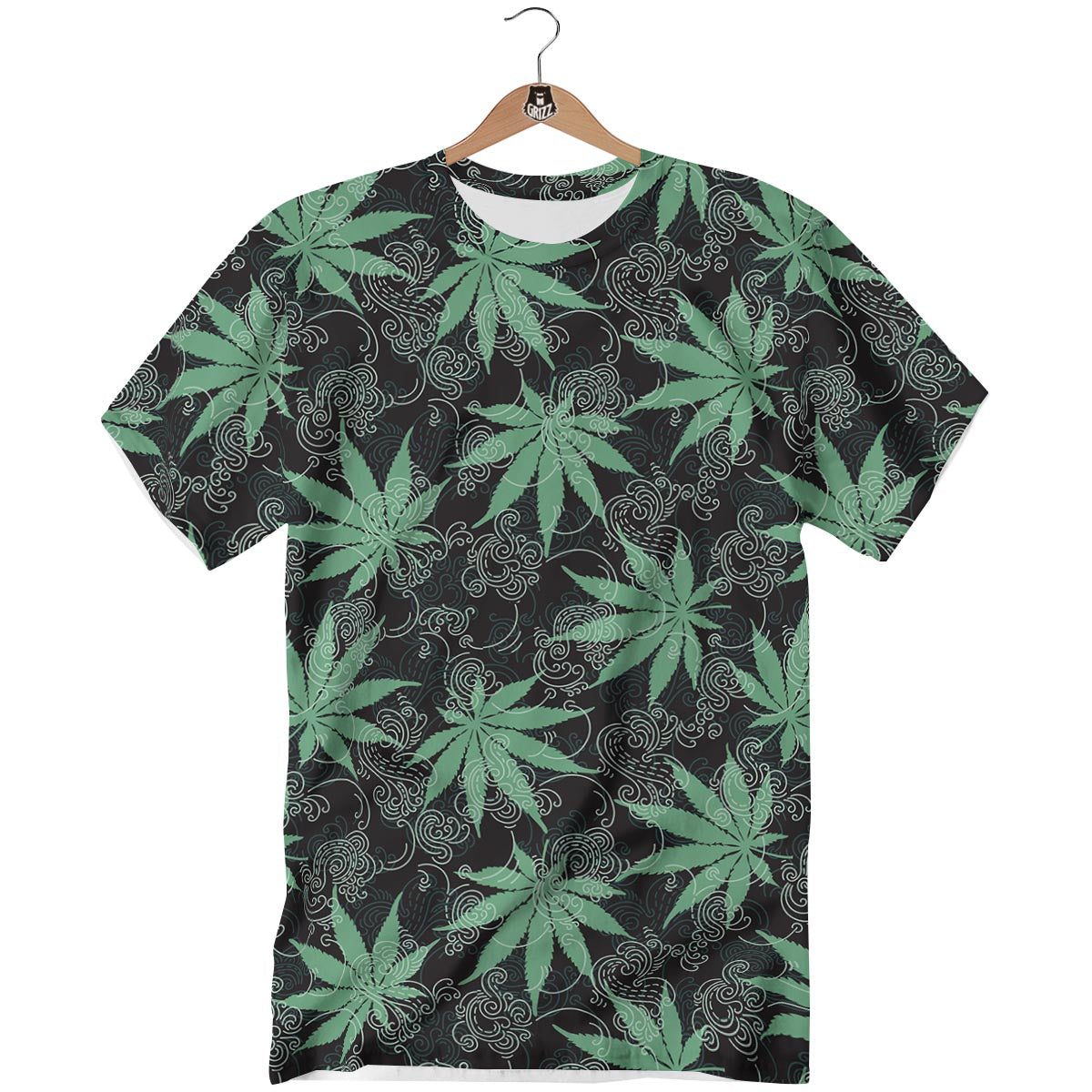 Leaf Swirl Cannabis Print Pattern T-Shirt-grizzshop