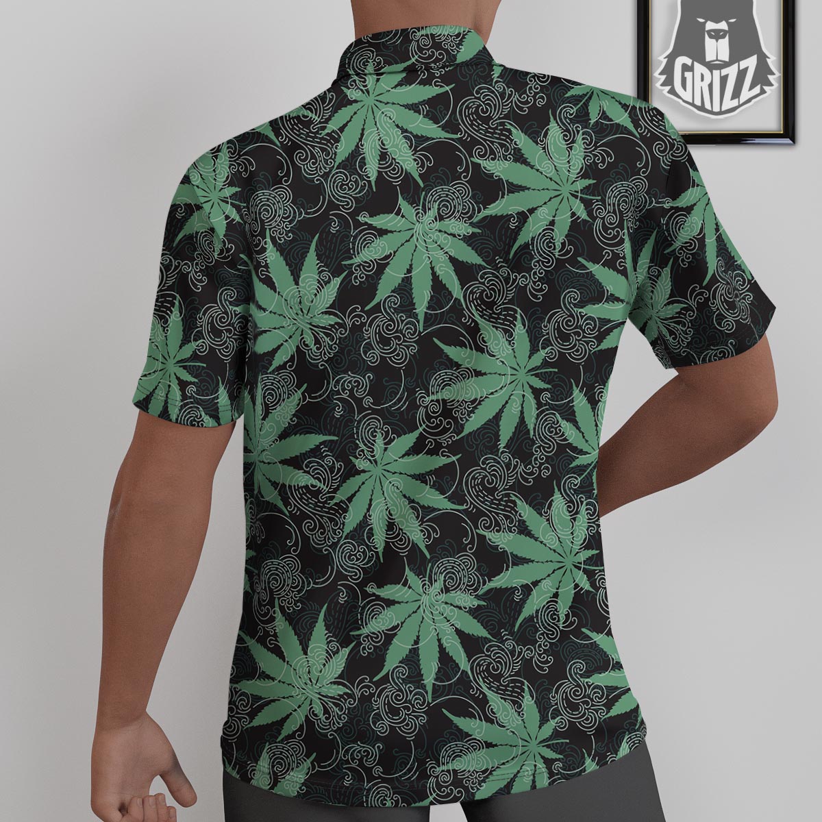 Leaf Swirl Cannabis Print Pattern Untucked Shirts-grizzshop