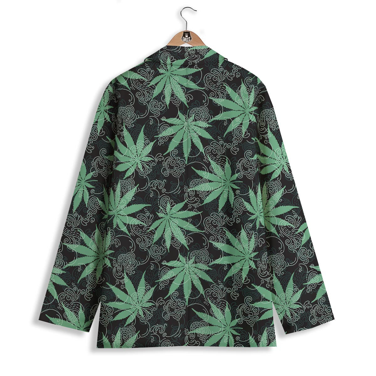 Leaf Swirl Cannabis Print Pattern Women's Blazer-grizzshop