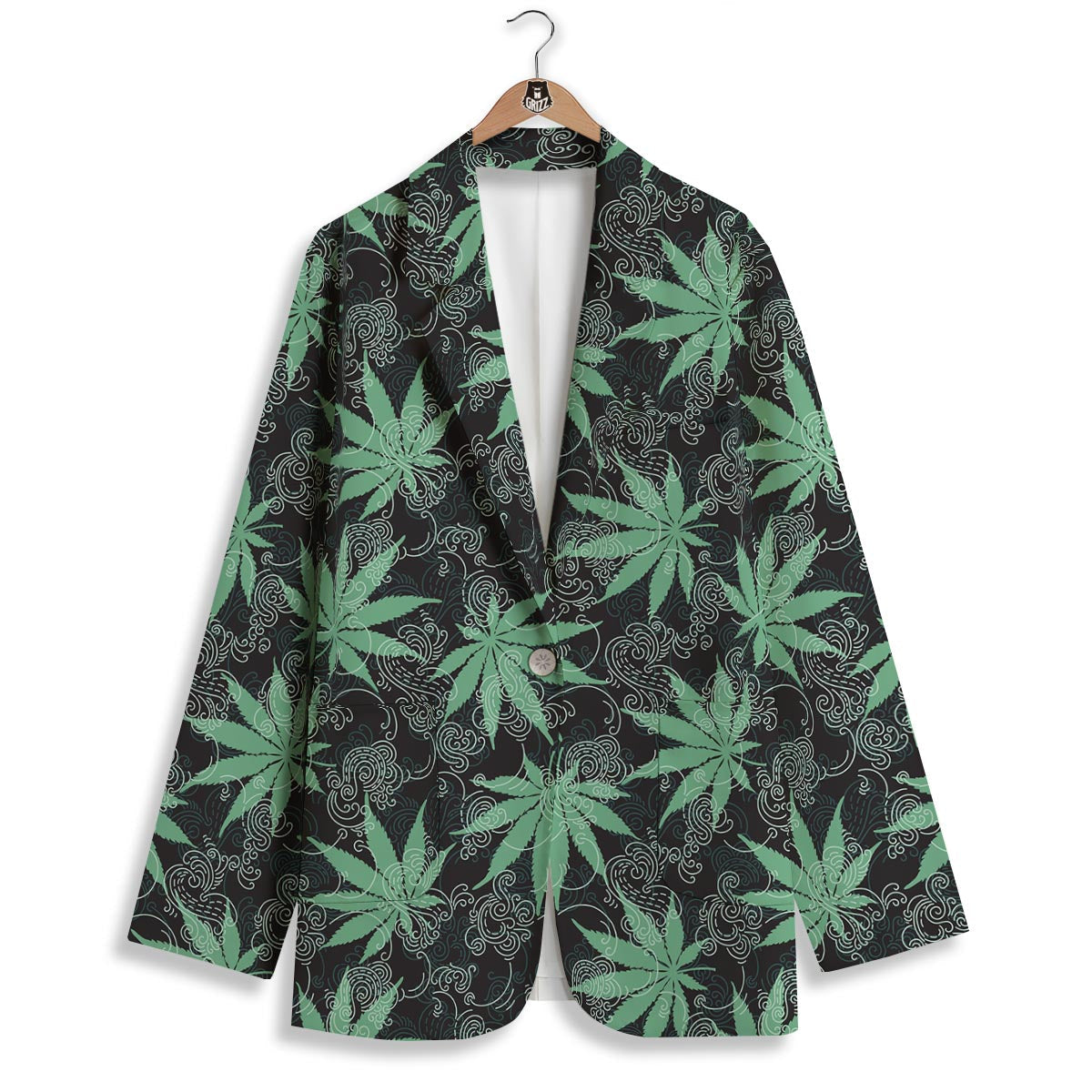 Leaf Swirl Cannabis Print Pattern Women's Blazer-grizzshop