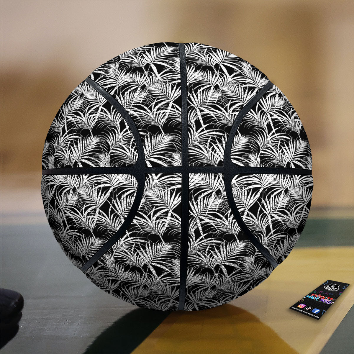 Leaf Aloha Black Palm Print Pattern Basketball