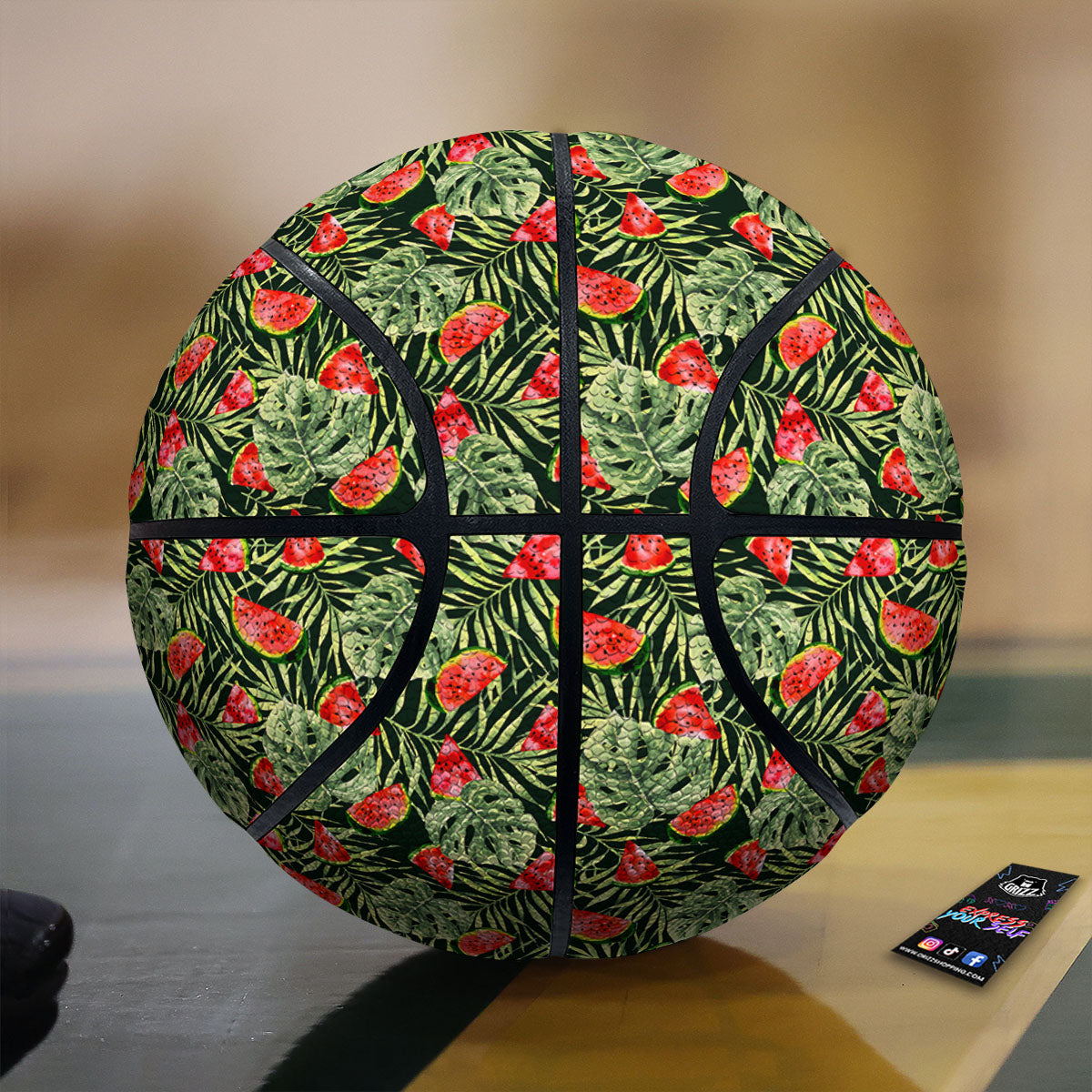 Leaf Palm Watermelon Black Print Pattern Basketball