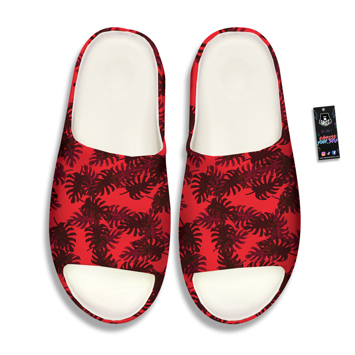 Leaf Red Print Pattern Sandals-grizzshop