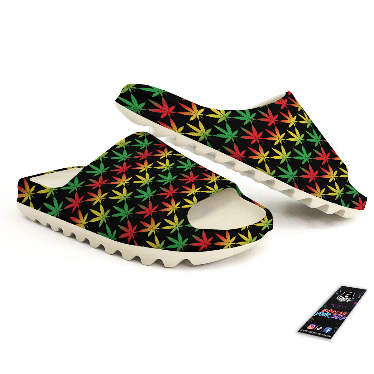 Leaf Reggae Marijuana Print Pattern Sandals-grizzshop