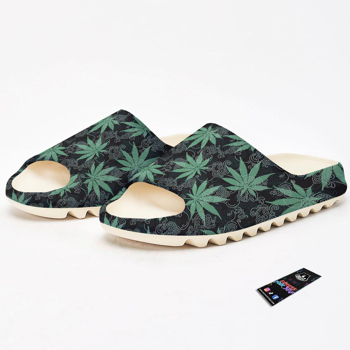 Leaf Swirl Cannabis Print Pattern Sandals-grizzshop
