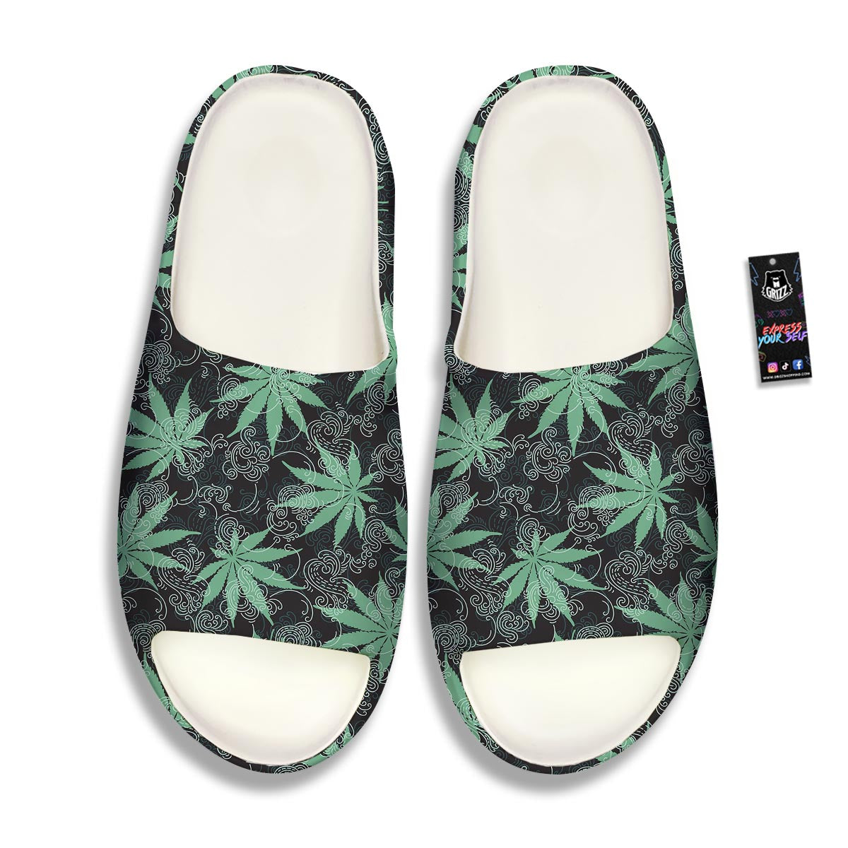Leaf Swirl Cannabis Print Pattern Sandals-grizzshop
