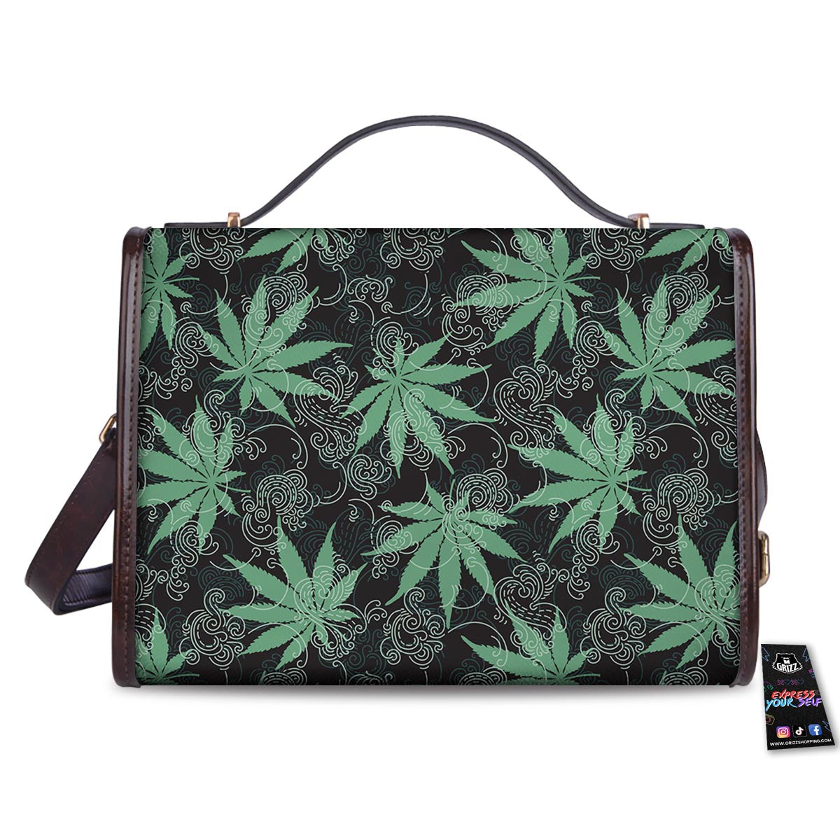 Leaf Swirl Cannabis Print Pattern Women's Satchel Bag