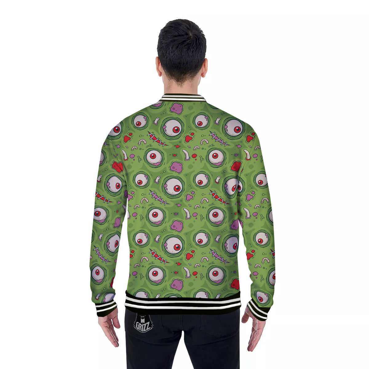 Leateher Face Zombie Print Pattern Baseball Jacket-grizzshop