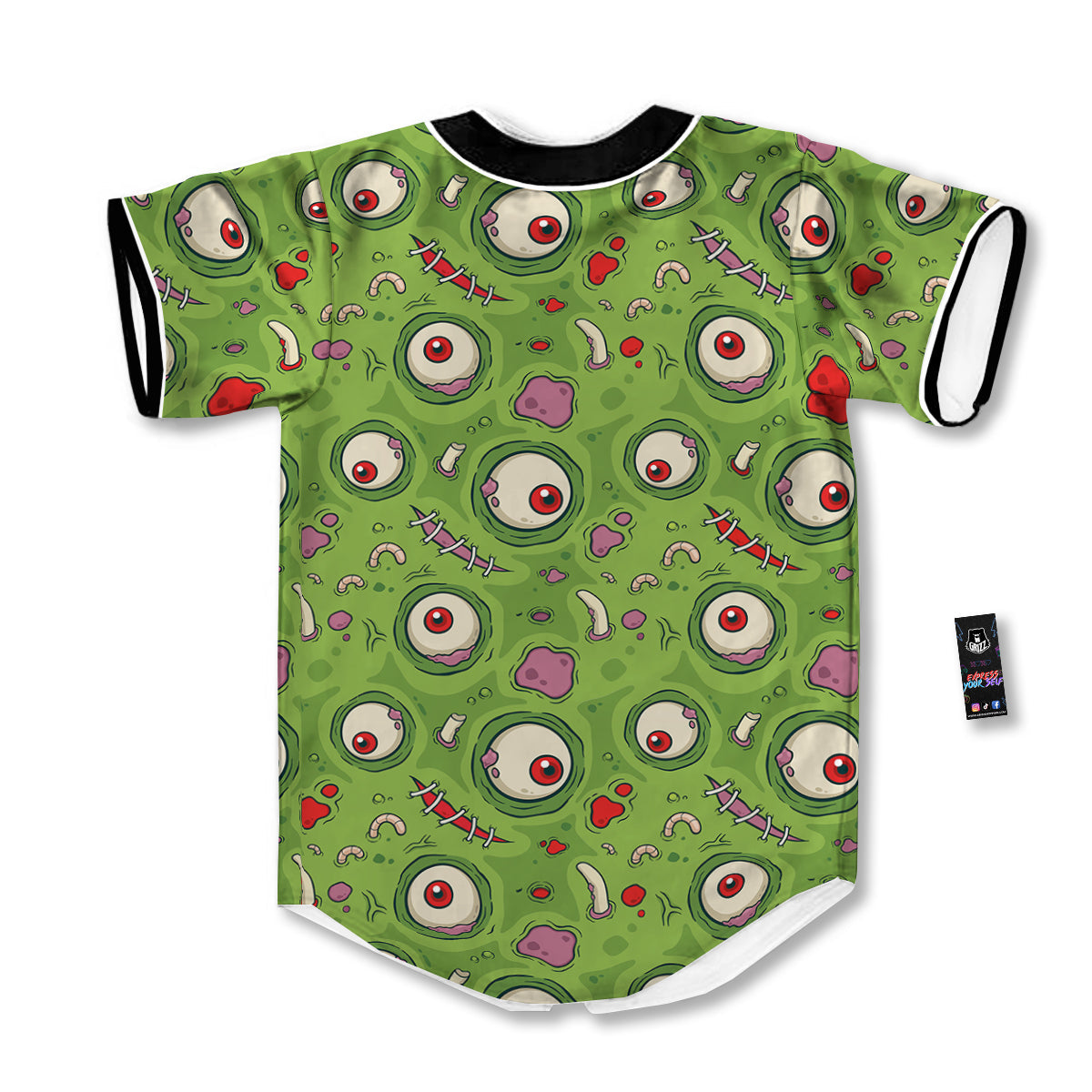 Leateher Face Zombie Print Pattern Baseball Jersey-grizzshop