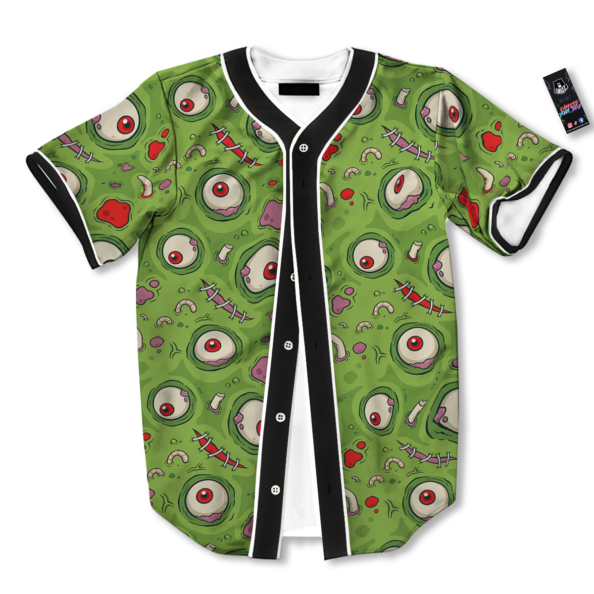 Leateher Face Zombie Print Pattern Baseball Jersey-grizzshop