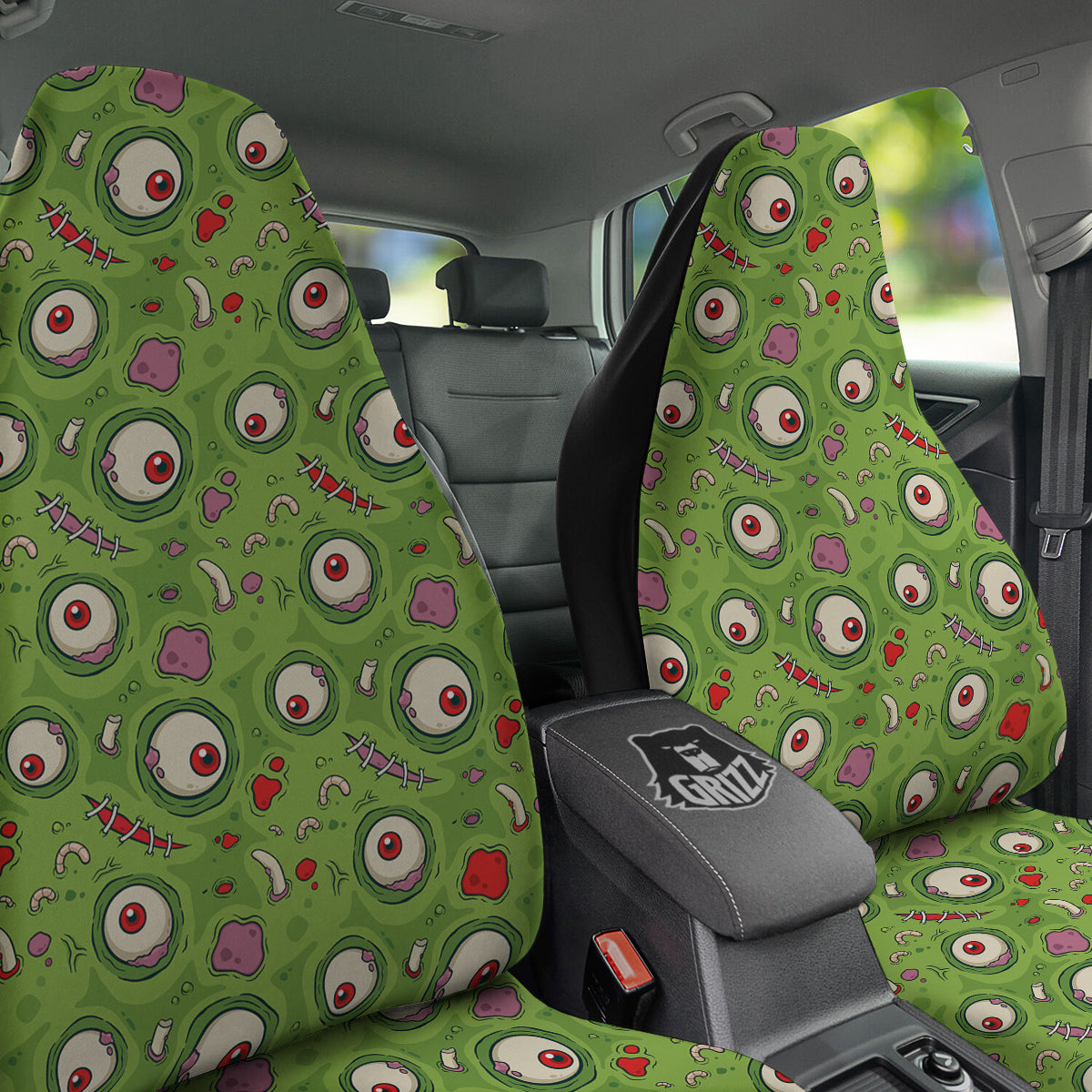 Leateher Face Zombie Print Pattern Car Seat Covers-grizzshop