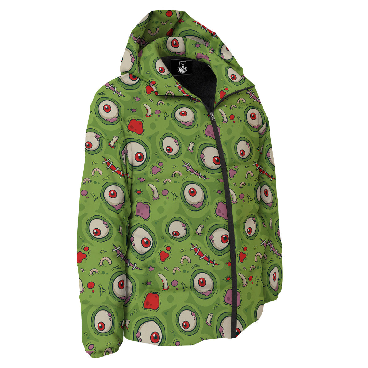 Leateher Face Zombie Print Pattern Down Jacket-grizzshop