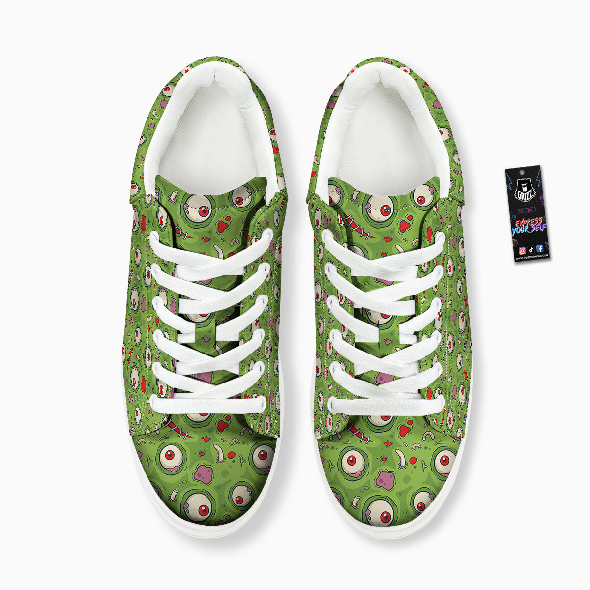 Leateher Face Zombie Print Pattern Platform Shoes-grizzshop
