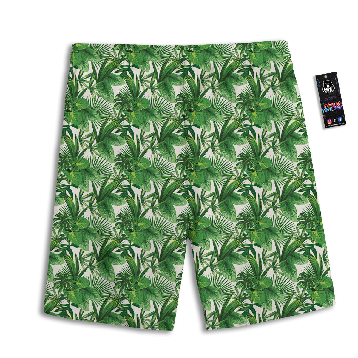 Leaves Hawaiian Palm Print Pattern Men's Athletic Shorts