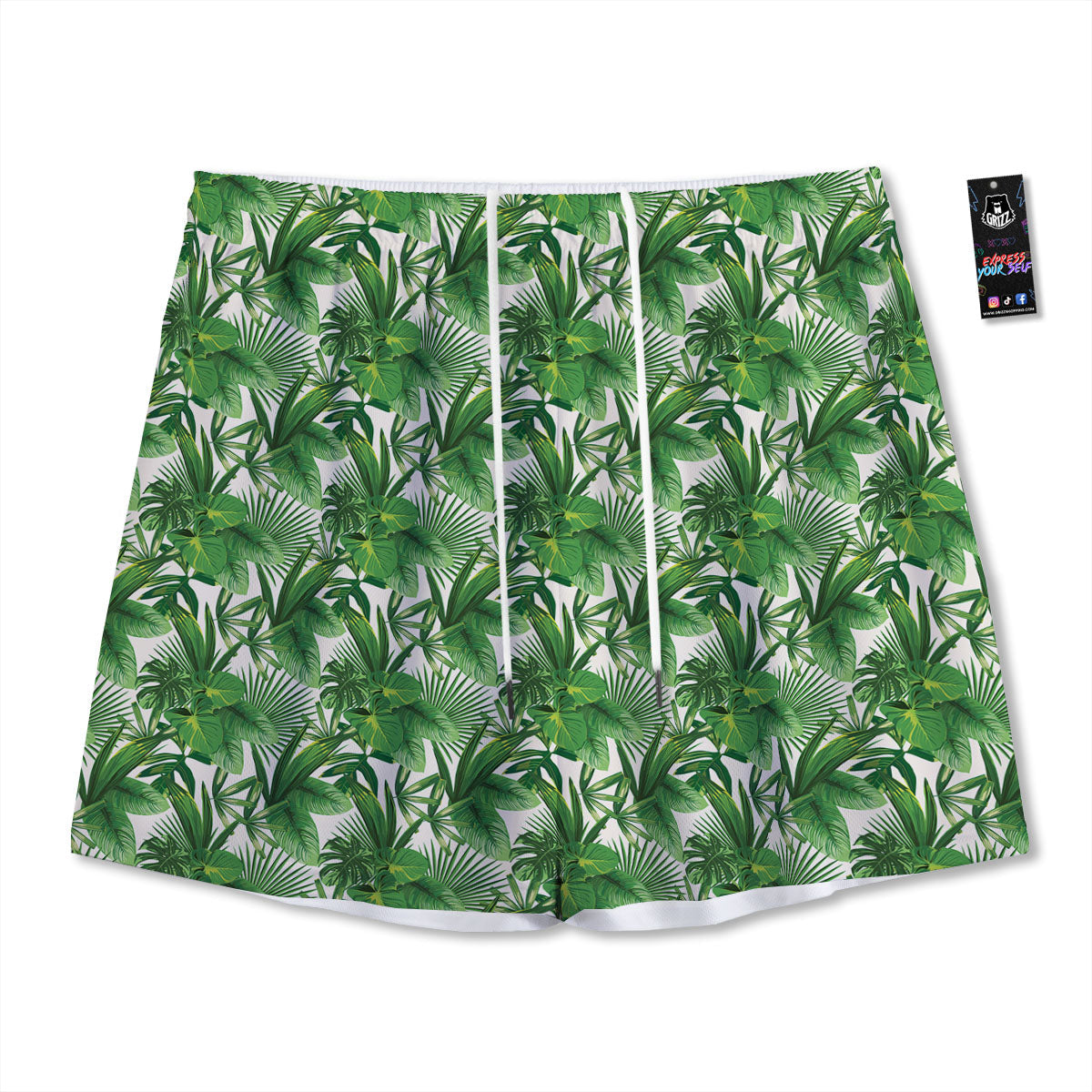 Leaves Hawaiian Palm Print Pattern Mesh Shorts