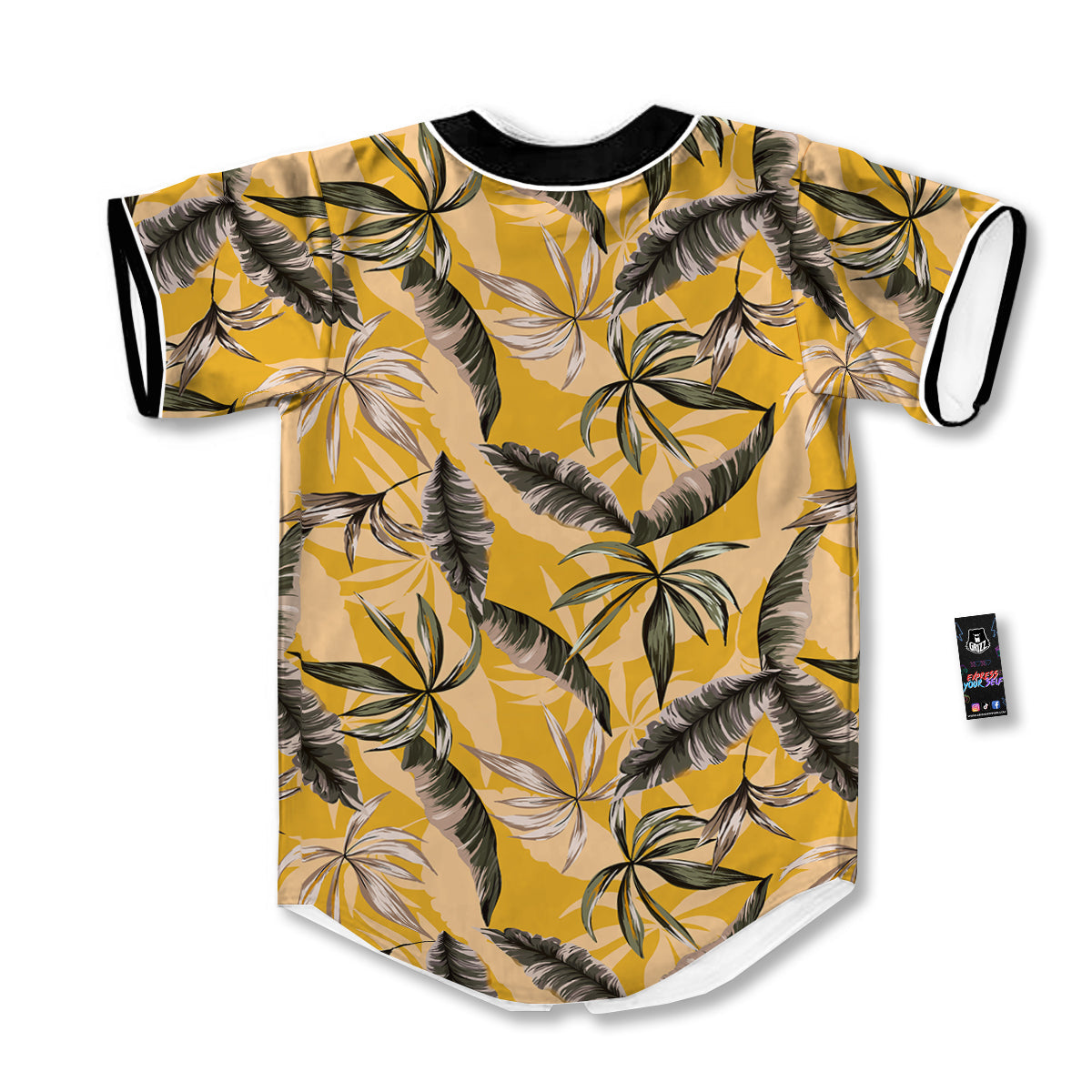 Leaves Monstera Yellow Print Pattern Baseball Jersey-grizzshop