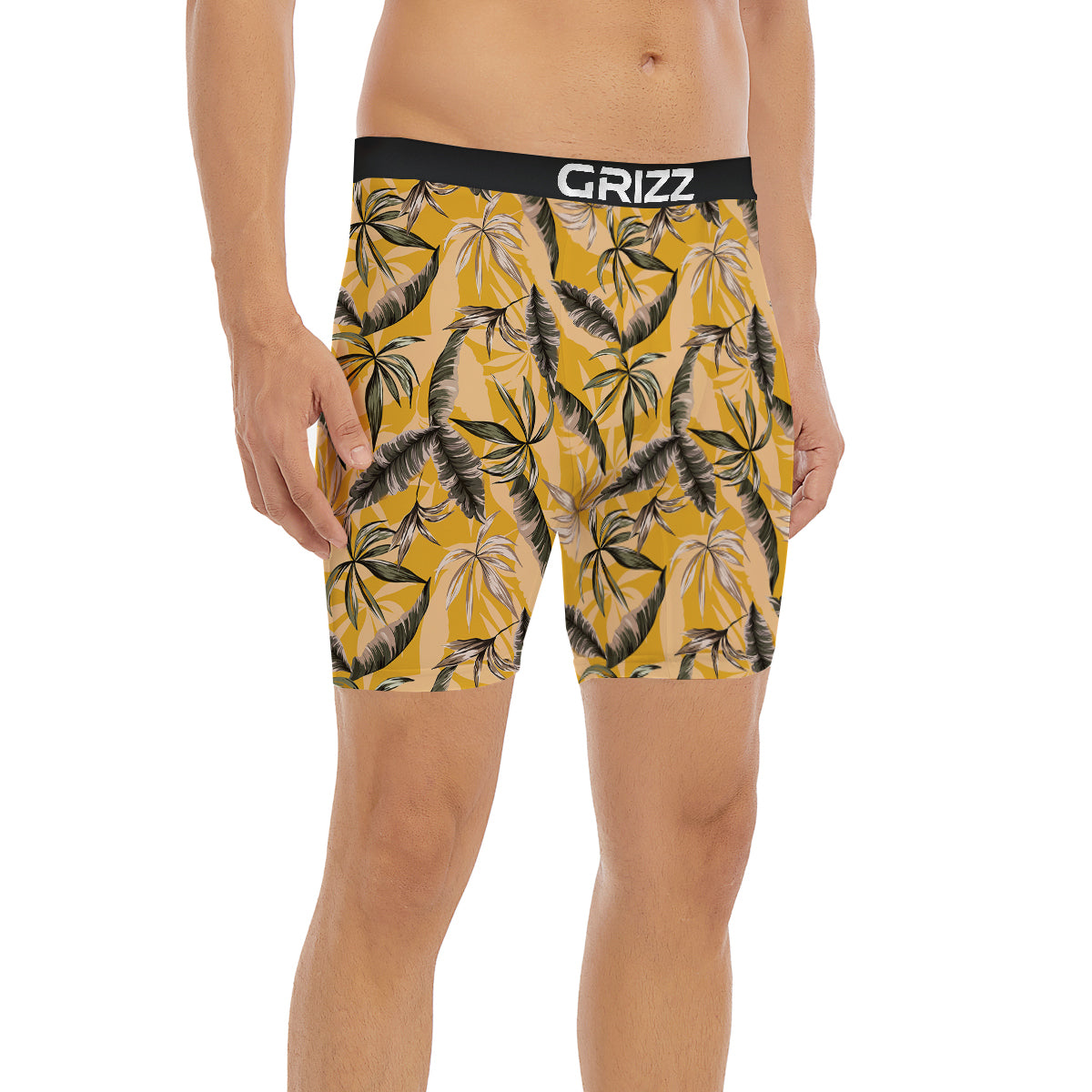 Leaves Monstera Yellow Print Pattern Boxer Briefs-grizzshop