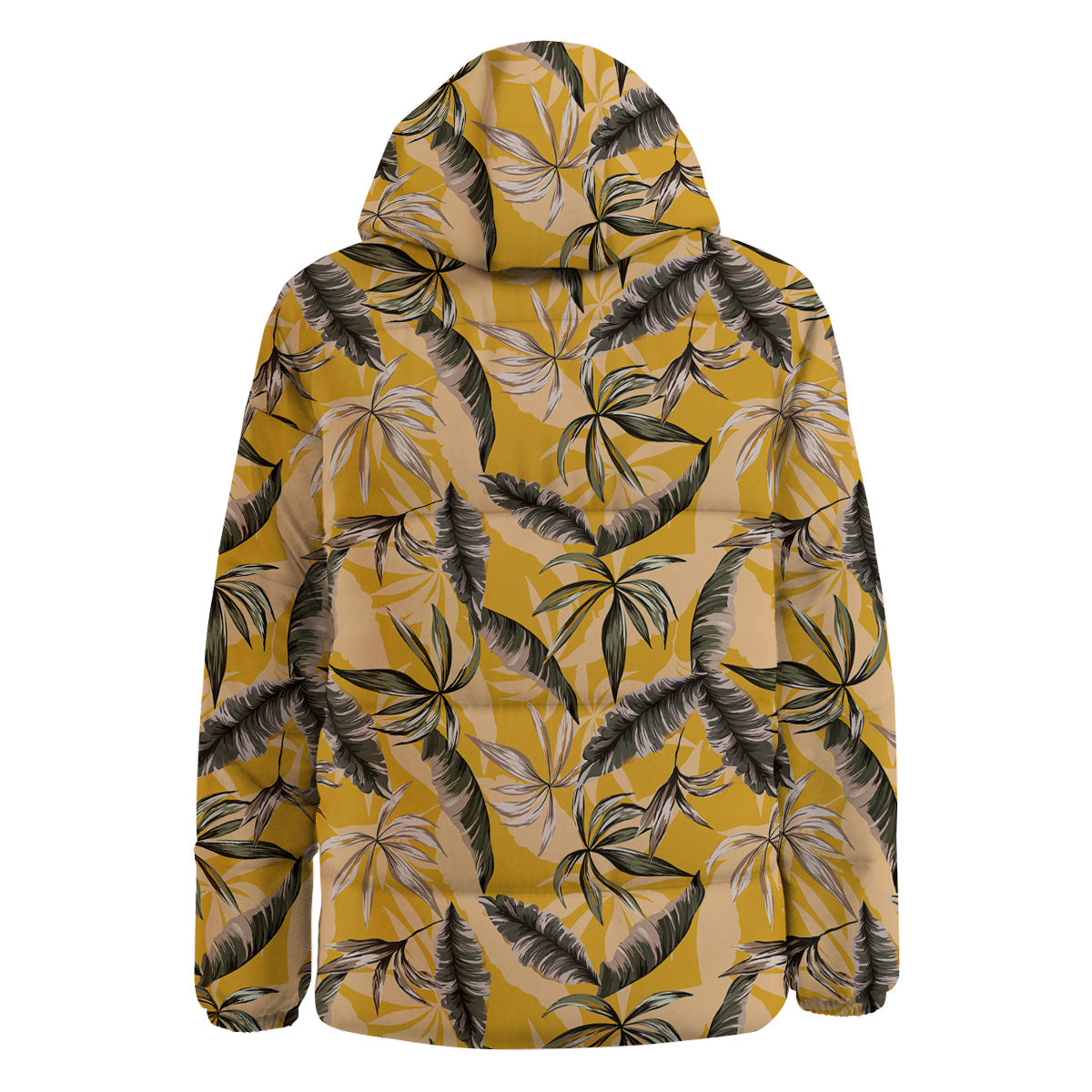 Leaves Monstera Yellow Print Pattern Down Jacket-grizzshop