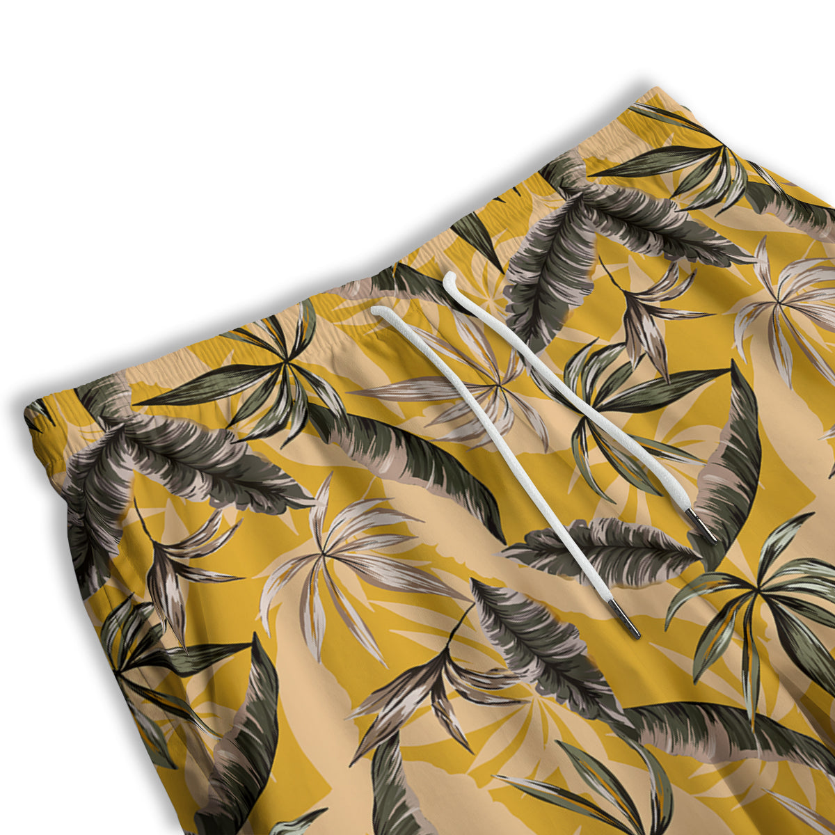 Leaves Monstera Yellow Print Pattern Men's Athletic Shorts