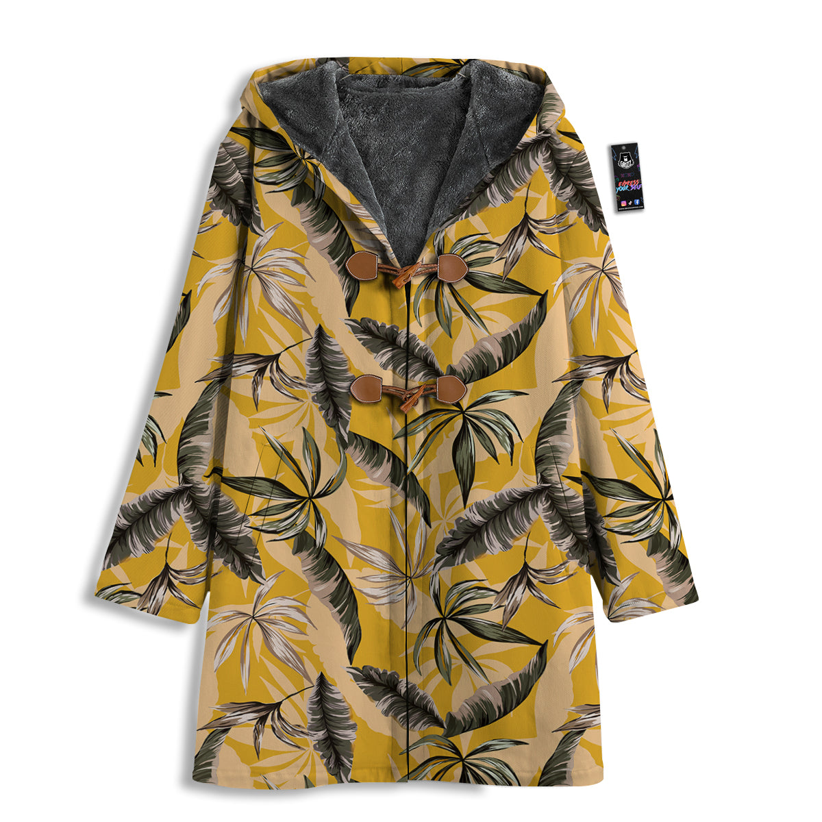 Leaves Monstera Yellow Print Pattern Men's Windbreaker Jacket-grizzshop