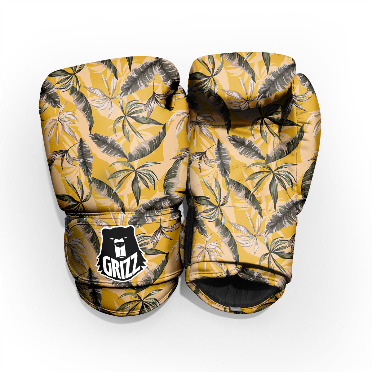 Leaves Monstera Yellow Print Pattern Pro Boxing Glove