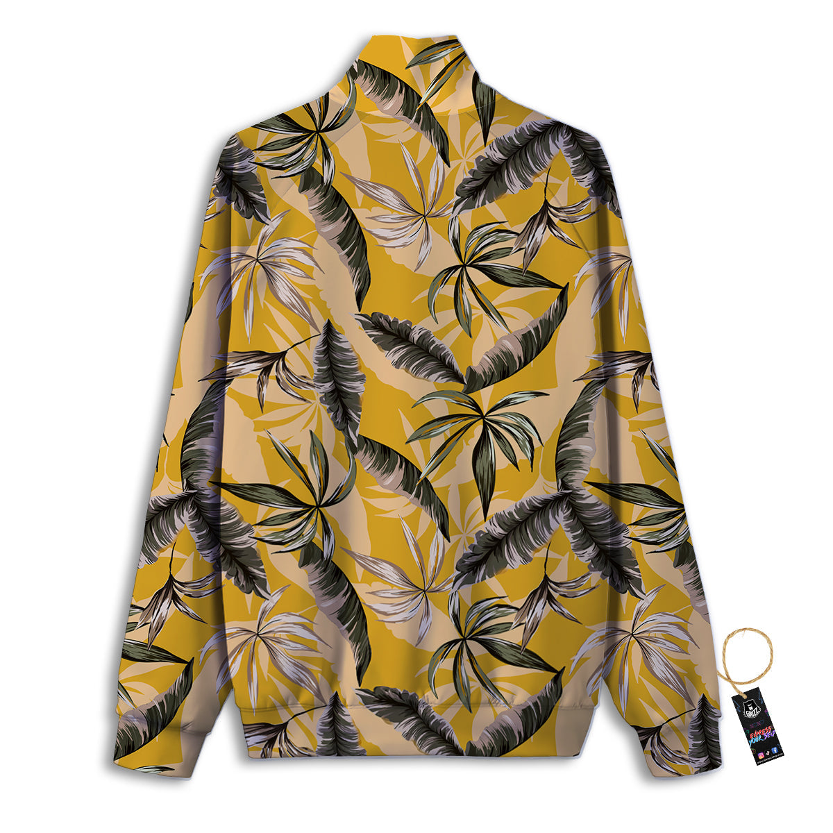 Leaves Monstera Yellow Print Pattern Track Jacket-grizzshop