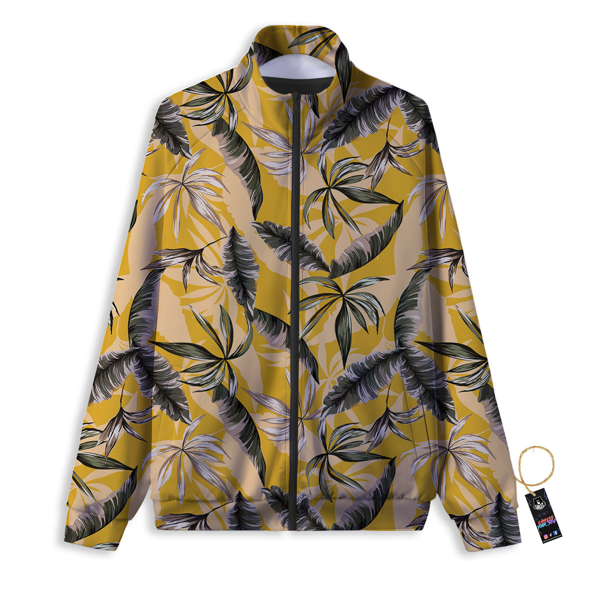 Leaves Monstera Yellow Print Pattern Track Jacket-grizzshop