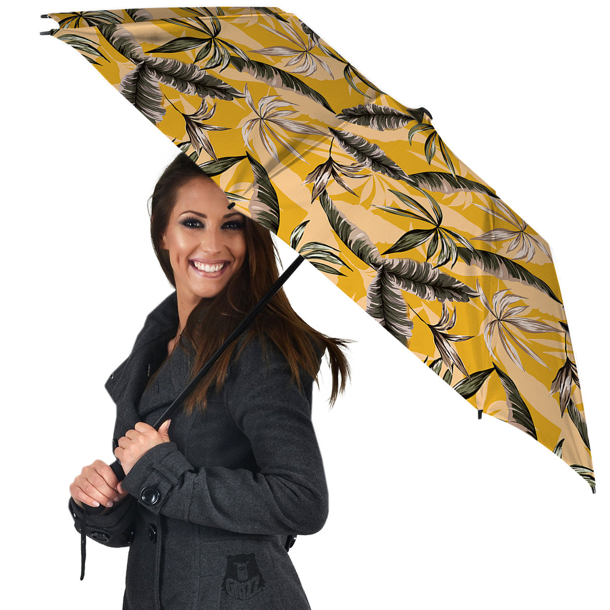 Leaves Monstera Yellow Print Pattern Umbrella-grizzshop