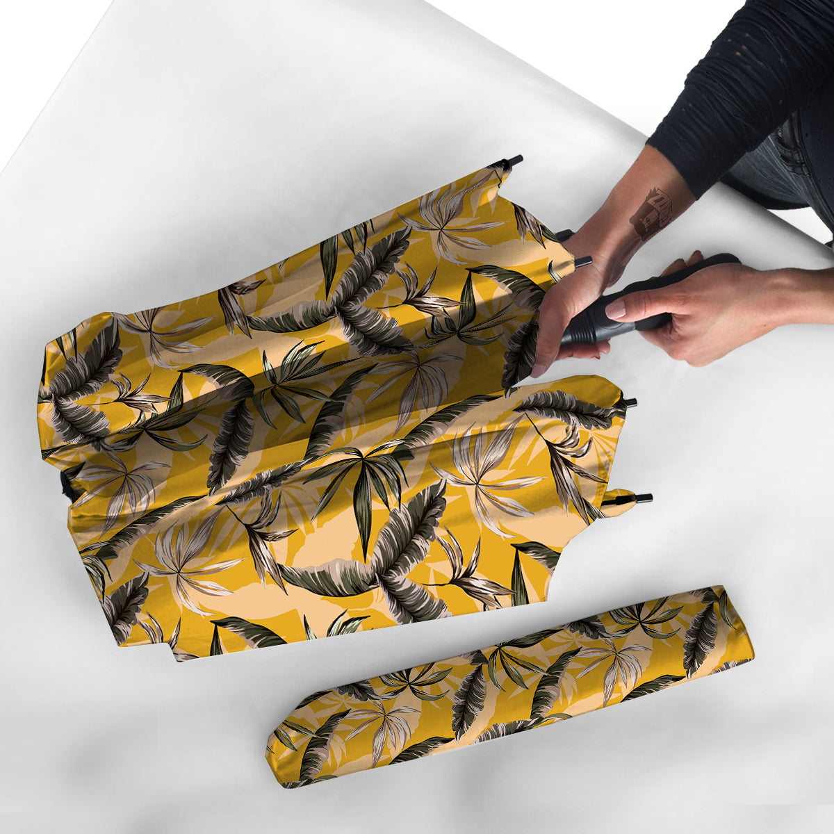 Leaves Monstera Yellow Print Pattern Umbrella-grizzshop