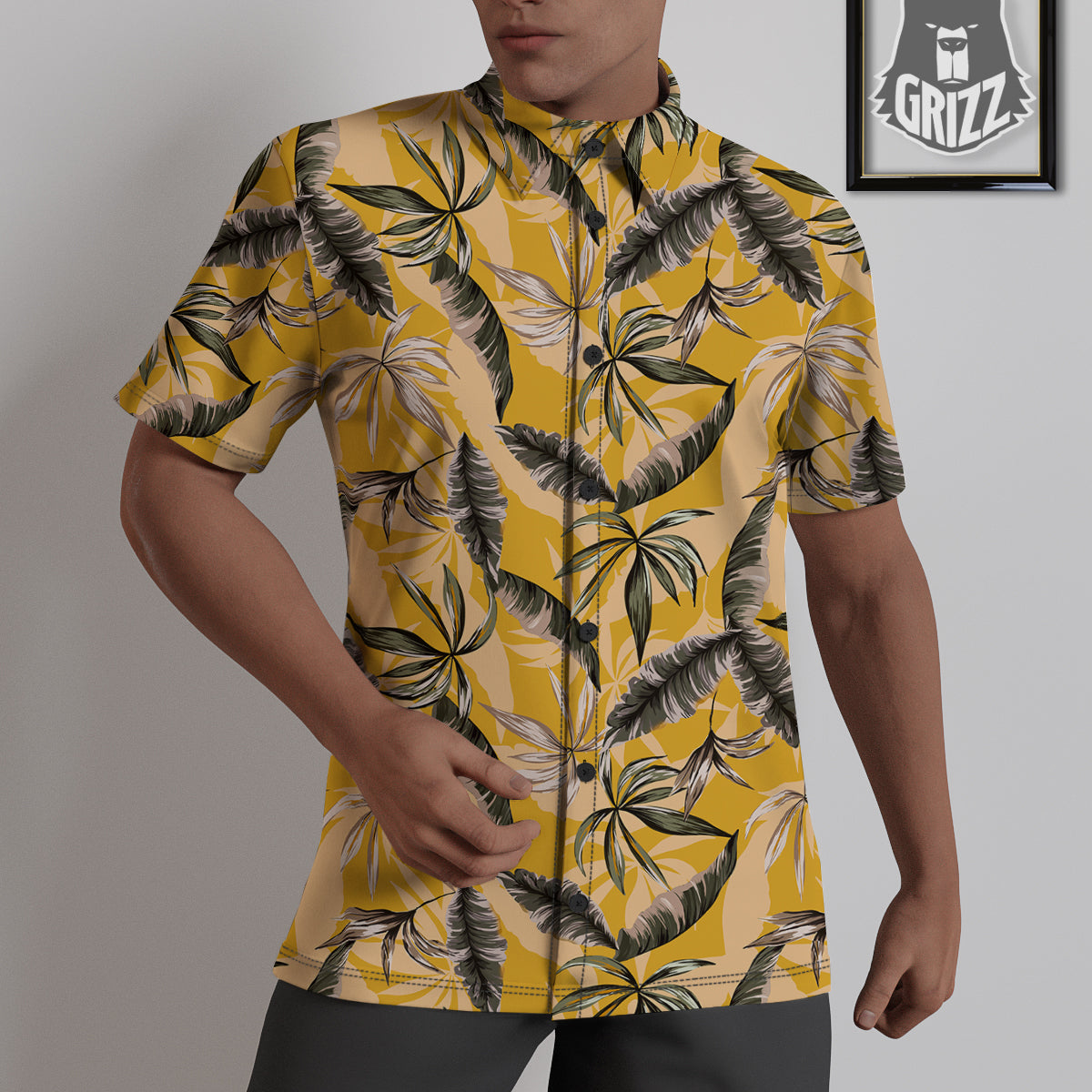 Leaves Monstera Yellow Print Pattern Untucked Shirts-grizzshop