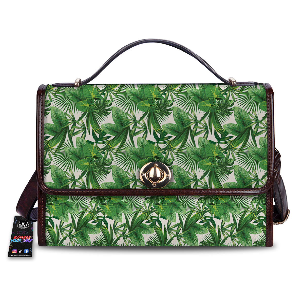 Leaves Hawaiian Palm Print Pattern Women's Satchel Bag