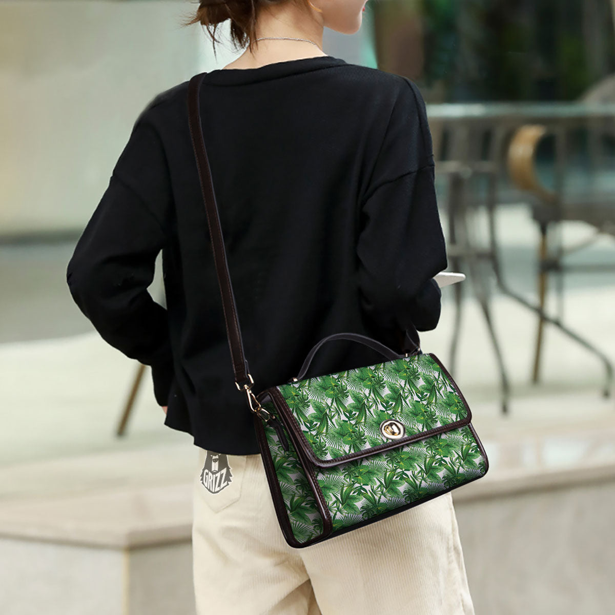 Leaves Hawaiian Palm Print Pattern Women's Satchel Bag