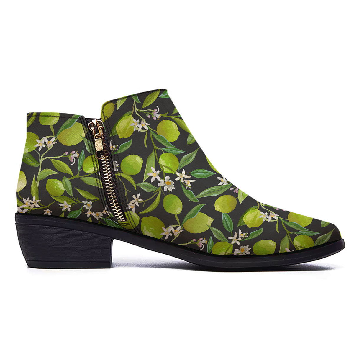 Lemon And Lime Print Pattern Ankle Boots-grizzshop