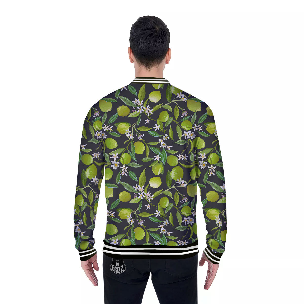 Lemon And Lime Print Pattern Baseball Jacket-grizzshop